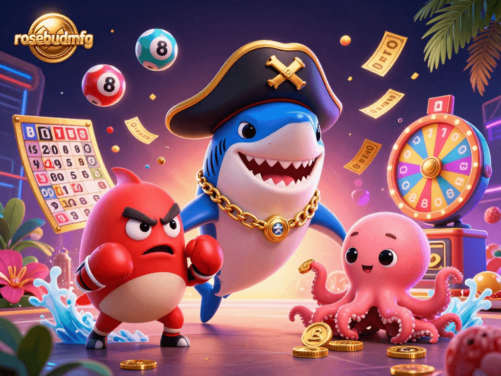 Engage with the vibrant world of rosebudmfg's gaming through a lively casino-themed illustration.