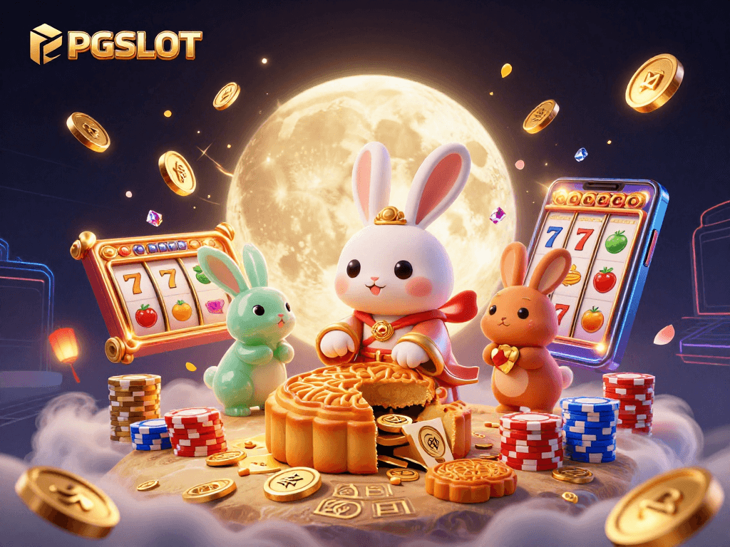 PGSLOT players enjoy spinning reels and hitting jackpots amid festive moonlight.