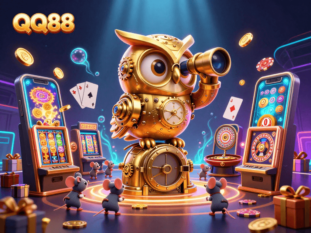 Engage in thrilling games at QQ88, where vibrant characters and exciting casino action unfold.
