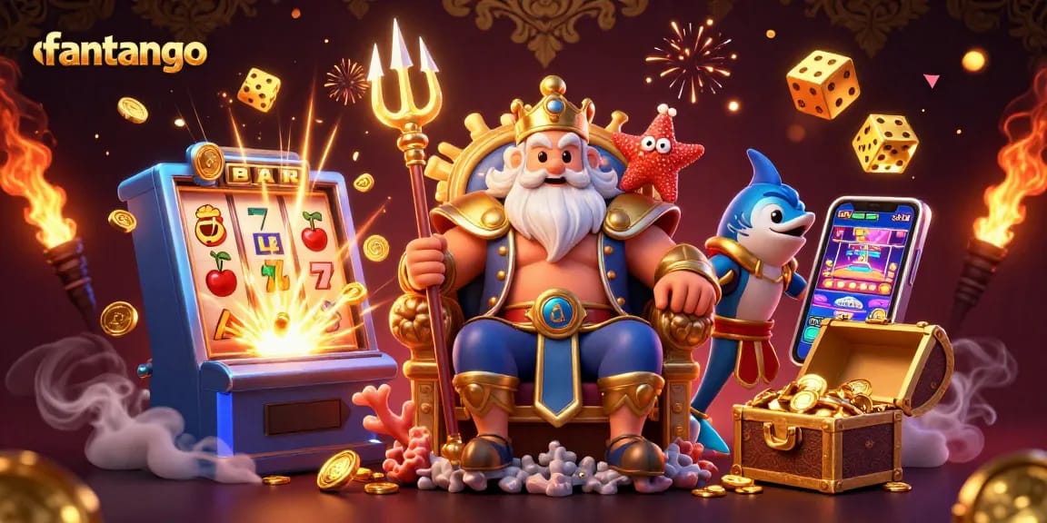 Join the thrilling action with fantango, as you spin the vibrant slot machine amidst a treasure-filled celebration.