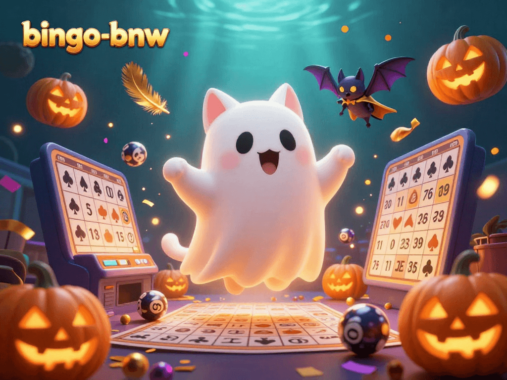 Experience the excitement of bingo-bnw in a vibrant online gambling illustration with lively characters.
