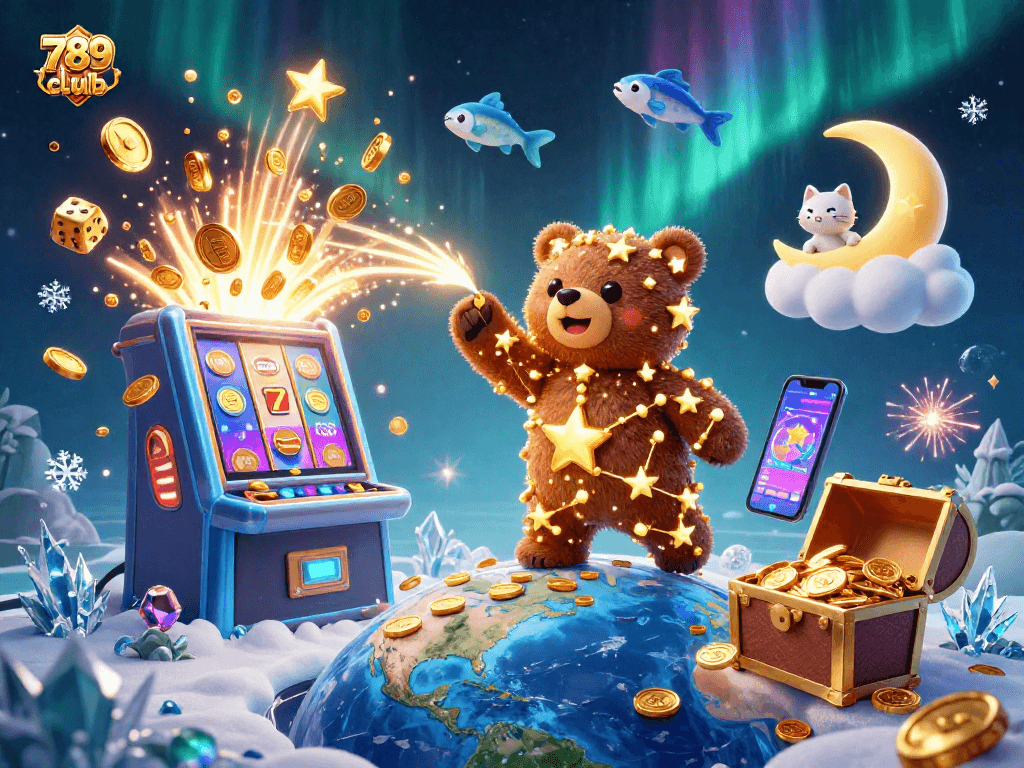 Engage with 789 club's thrilling casino experience featuring a 3D illustration of games and characters.