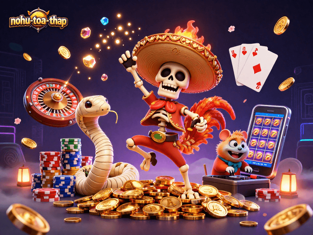 Experience excitement and rewards in nohu-toa-thap with thrilling 3D characters and dynamic casino elements.