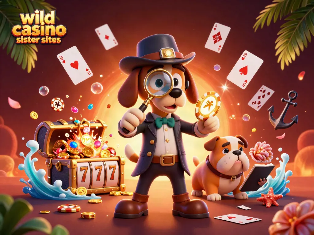 Explore wild casino sister sites through a colorful 3D illustration showcasing exciting gaming elements.