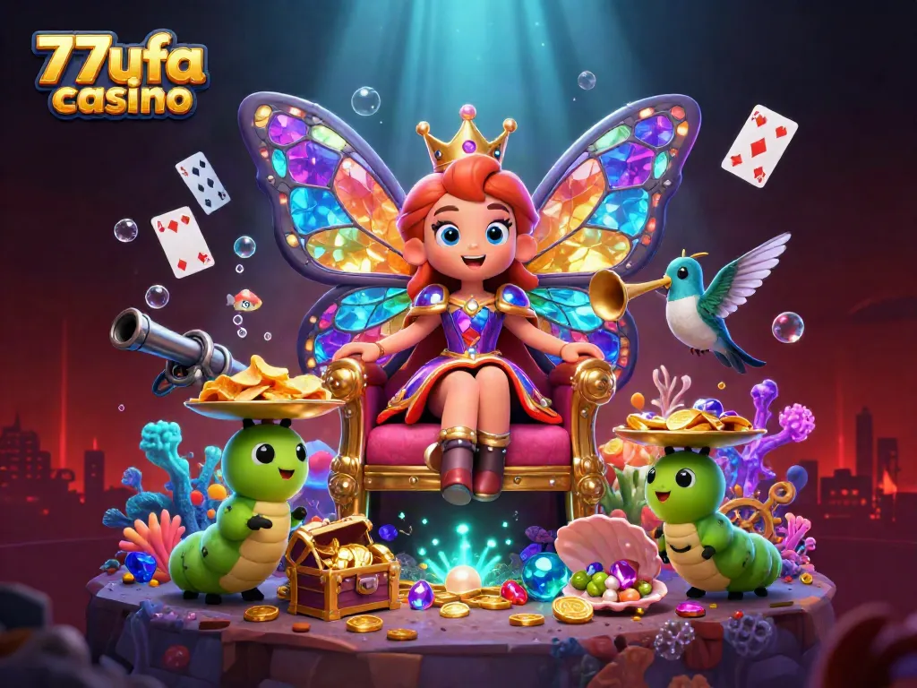Engage with the vibrant atmosphere of 77ufa casino, featuring detailed characters and dynamic gaming elements