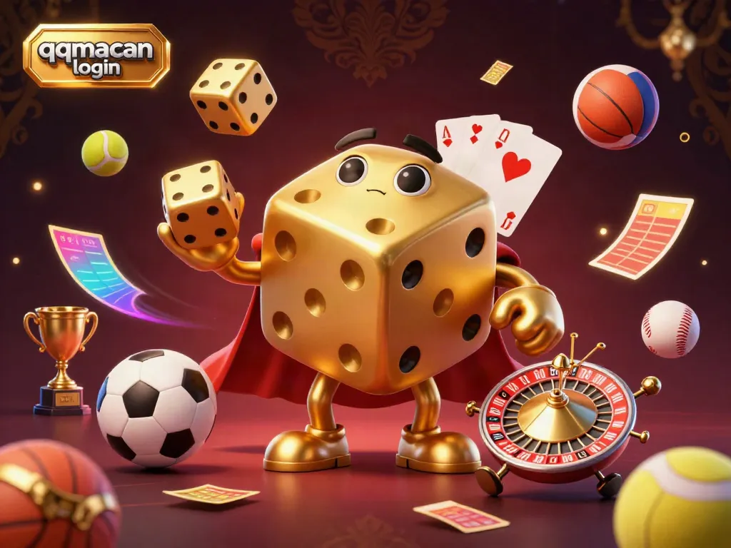 Engage with qqmacan login for thrilling sports betting action featuring dynamic golden dice and vibrant elements.