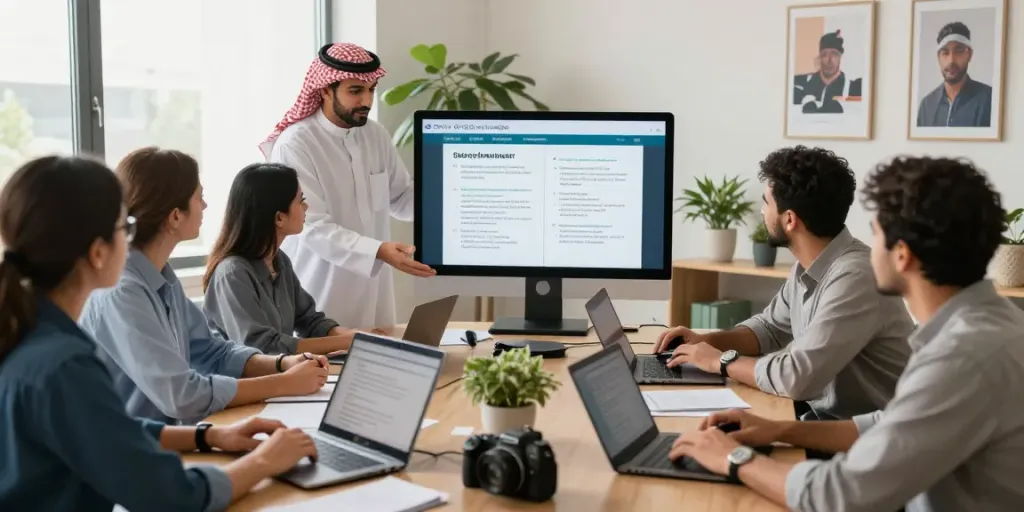 NVQ Level 6 in Saudi Arabia training session showcasing professionals engaged in virtual learning.