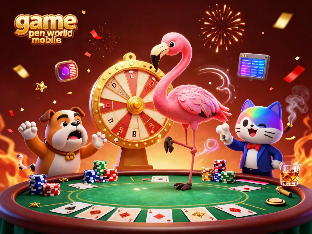 Menangkan hadiah hebat dalam permainan open world mobile dengan flamingo pembawa acara dan bulldog kontestan.