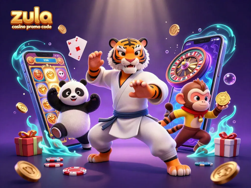 Zula casino promo code unlocking free coins and prizes in an exciting casino scene.