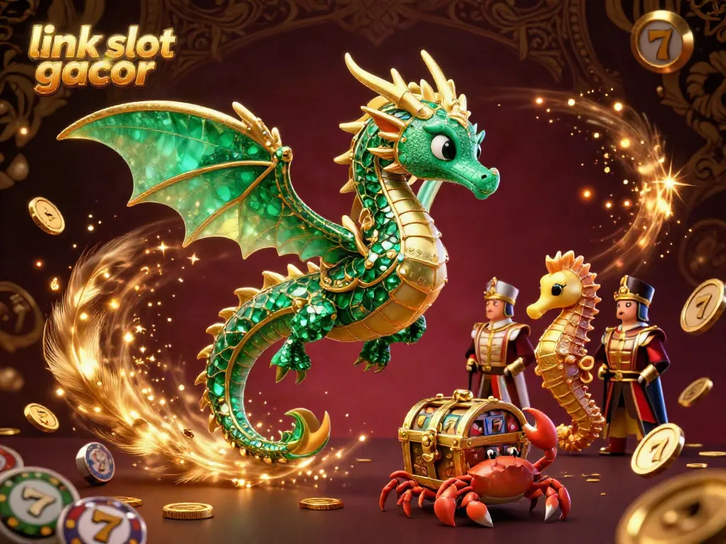 Engage with vibrant slot gaming action in a 3D fantasy setting featuring a link slot gacor, sea dragon, and treasure.