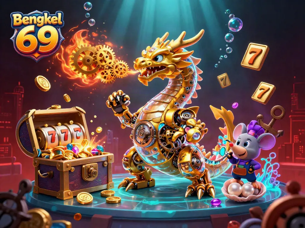 Spin the reels with Bengkel 69 and explore jackpots amidst vibrant gold treasures and exciting casino elements.