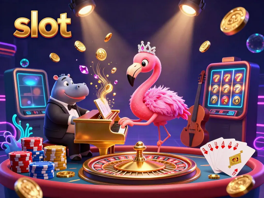 Spin to win on vibrant slot machines with golden coins and a lively casino atmosphere.