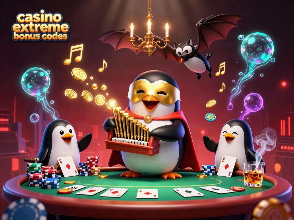 Experience casino extreme bonus codes with a whimsical penguin and gold coins in action.