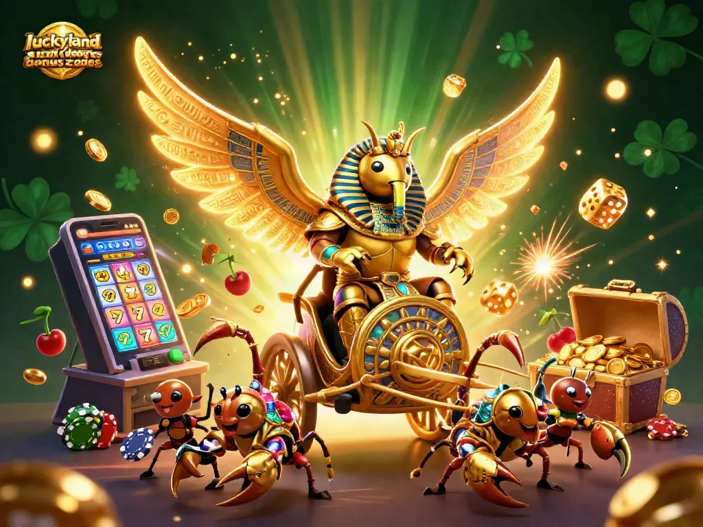 Spin the reels with luckyland slots bonus codes in a vibrant 3D casino scene full of action and gold!