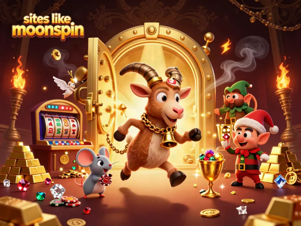 Experience action at sites like moonspin with a lively 3D casino scene featuring unique characters.