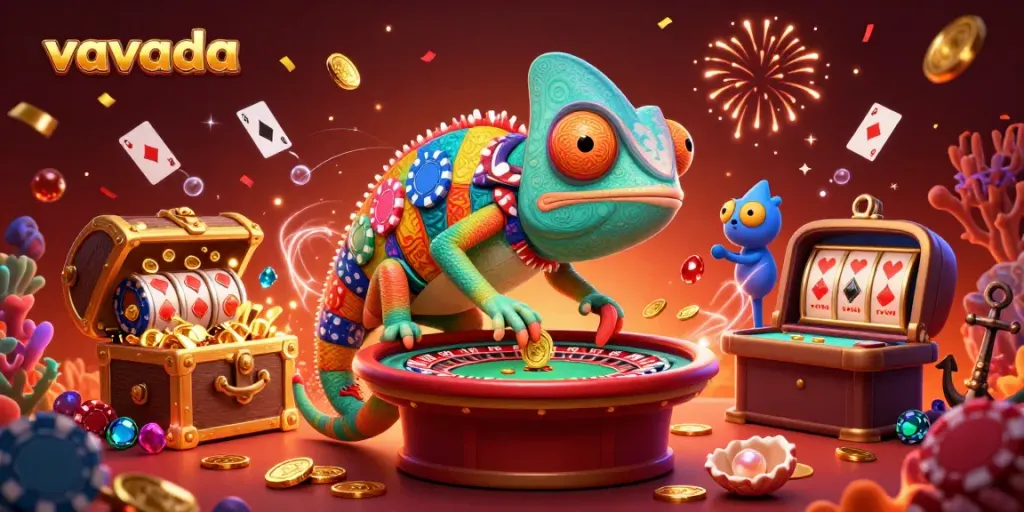 Experience thrilling gaming action at vavada featuring vibrant characters and exciting casino elements.