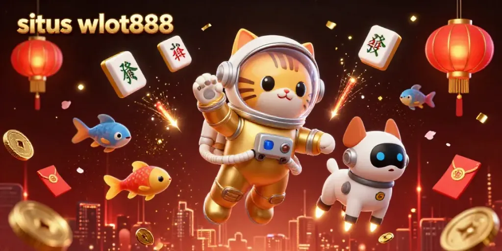 Rasakan keseruan bermain di situs wslot888 dengan ilustrasi 3D penuh warna yang menampilkan elemen kasino.