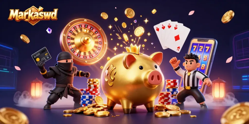 Experience Markaswd in a vibrant 3D casino scene with thrilling characters and dynamic games.