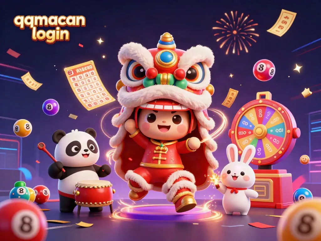 Experience excitement with qqmacan login in this vibrant 3D illustration of a festive casino celebration.