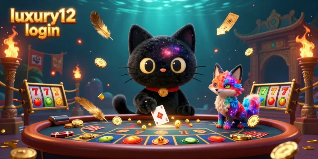 Experience the excitement of luxury12 login with the cosmic charm of our gaming scene, featuring a black hole cat.
