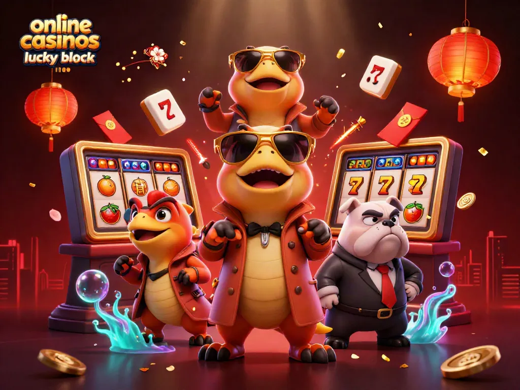 Engage in thrilling action at online casinos like Lucky Block with raptors in disguise attempting to enter a VIP lounge.