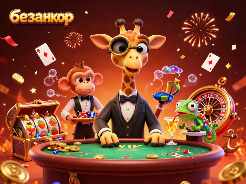Win big at безанкор with vibrant slots and engaging characters in a dynamic casino scene.