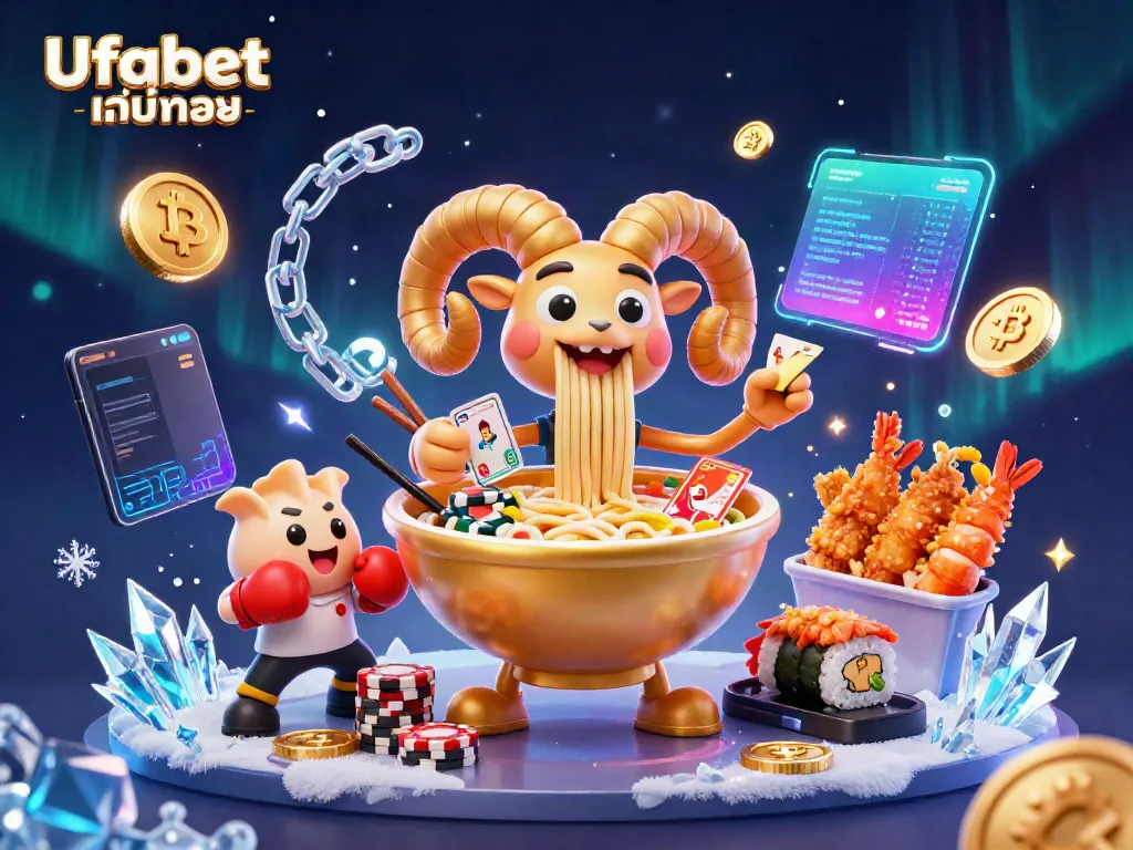 Engage with Ufabet เว็บตรง while enjoying a vibrant 3D digital casino scene featuring fun characters and crypto elements.