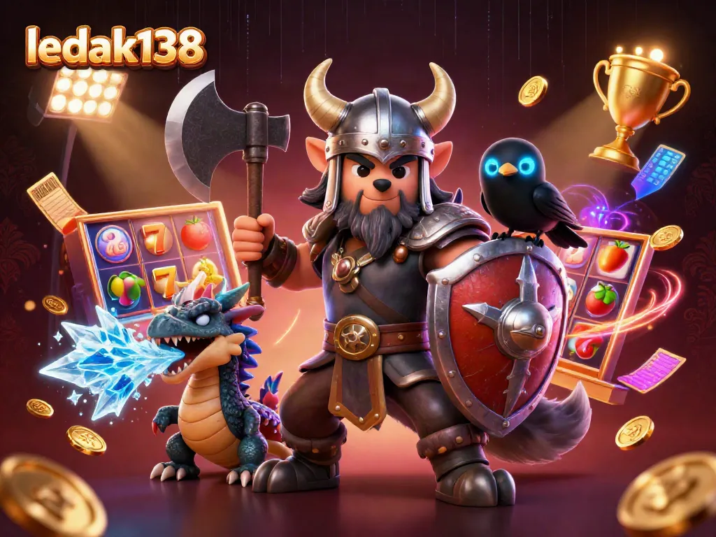 Permainan slot menarik di LEDAK138 dengan karakter kartun dan simbol keberuntungan menjadikan pengalaman judi yang seru.