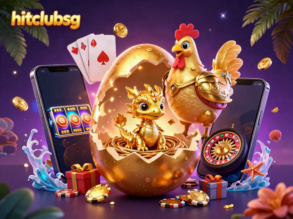 Engage with hitclubsg's thrilling gaming experience featuring a golden dragon and poker chips.