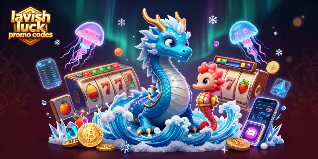 Engage with lavish luck promo codes while enjoying slot reels and a magical ocean scene.
