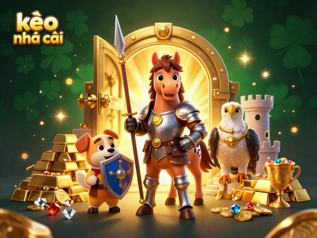 Experience dynamic action with kèo nhà cái as medieval knight and squire uncover treasures in a vibrant scene.