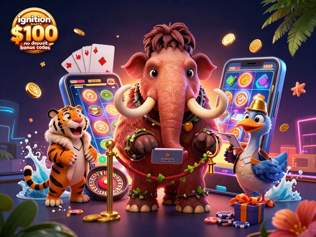 Experience ignition casino $100 no deposit bonus codes with vibrant 3D carnival characters and gaming action.