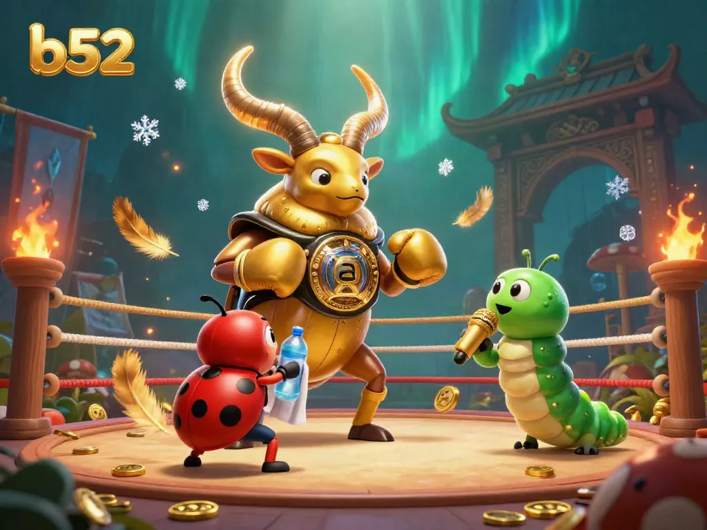 Engage in exciting betting strategies with b52 in a thrilling gambling-themed 3D scene featuring a golden stag beetle.