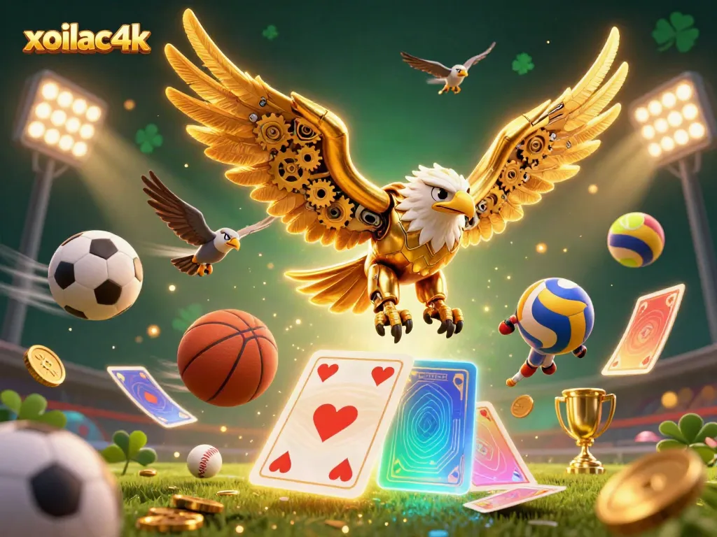 Experience the thrill of sports betting with xoilac4k in this vibrant 3D illustration.