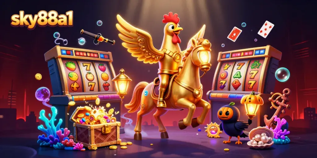 Experience thrilling gameplay at sky88a1 featuring vibrant slot games with colorful symbols and golden jackpots.