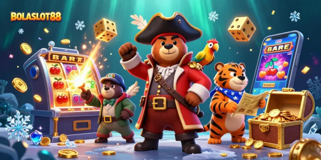 Engage with BOLASLOT88 through vibrant slot gameplay featuring pirates, treasure, and jackpots.