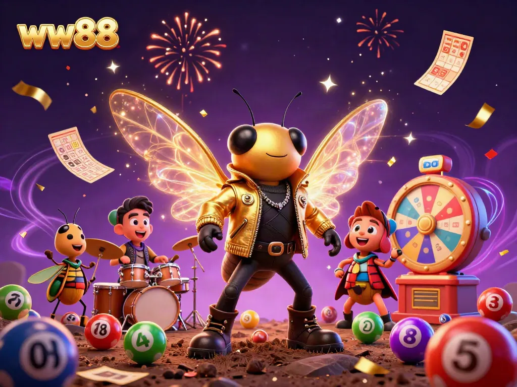 Experience the excitement of ww88 with vibrant game elements and characters in a colorful 3D casino scene.